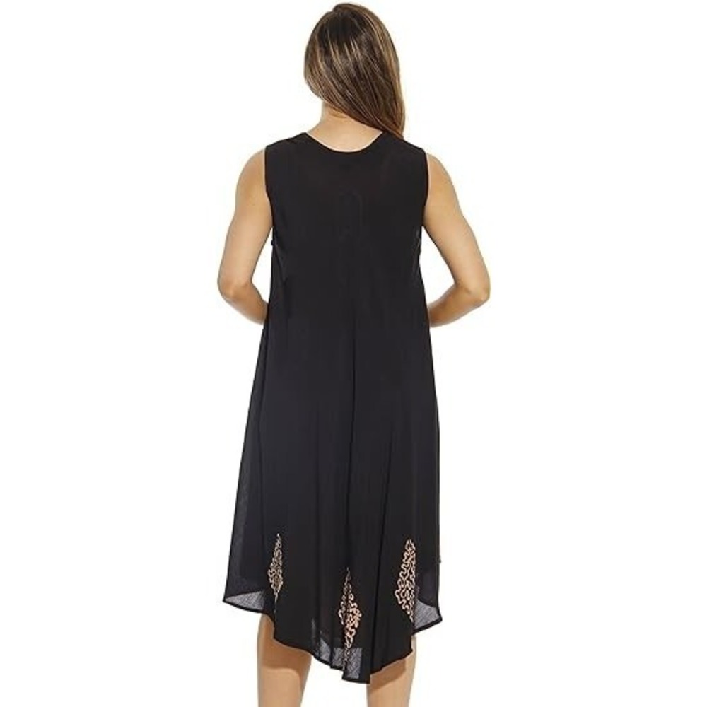 Riviera Sun Batik Embroidered Dress Sundresses for Women Black/Beige Size M - Picture 2 of 14